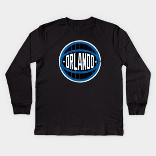 Orlando Retro Ball - Black Kids Long Sleeve T-Shirt